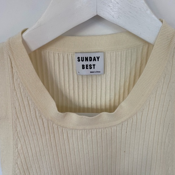 Sunday Best Cream Ribbed Dress - Picture 2 of 2